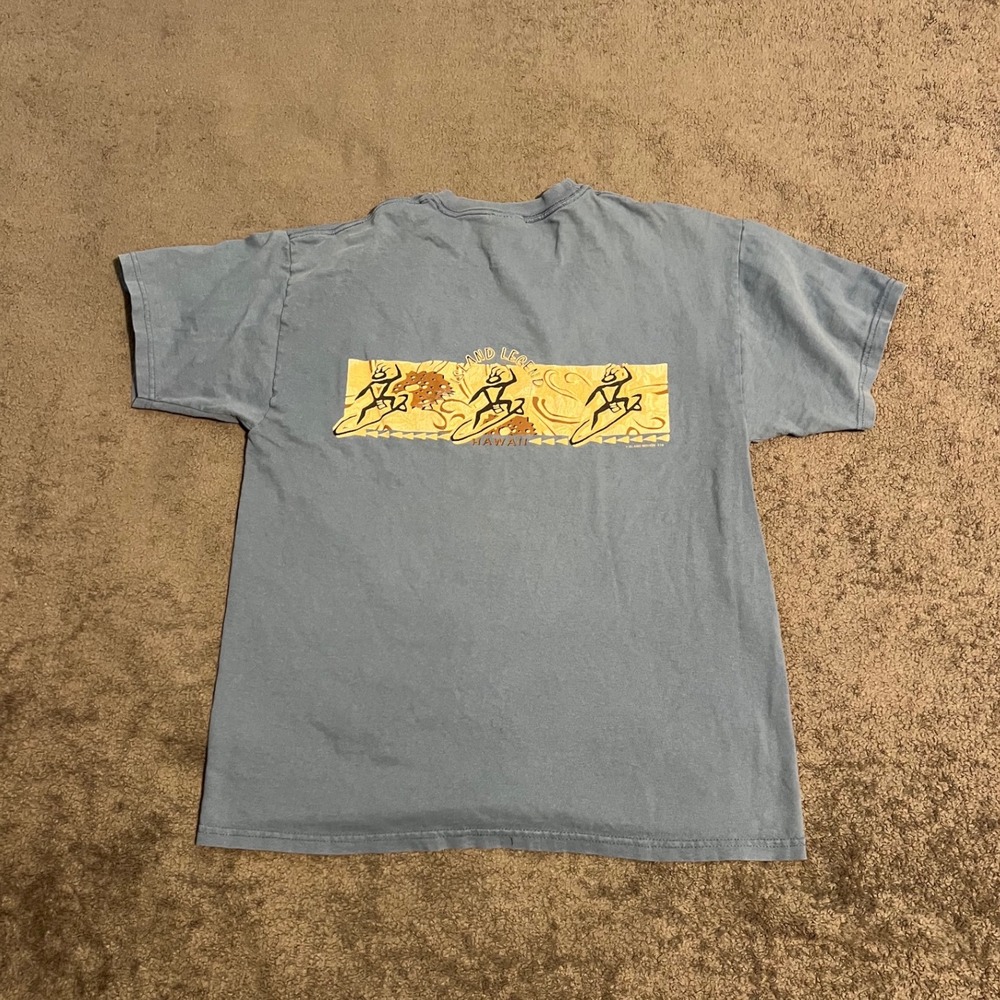 Vintage Y2K Island Legend Hawaii Surfer Graphic Shirt Mens Large Blue